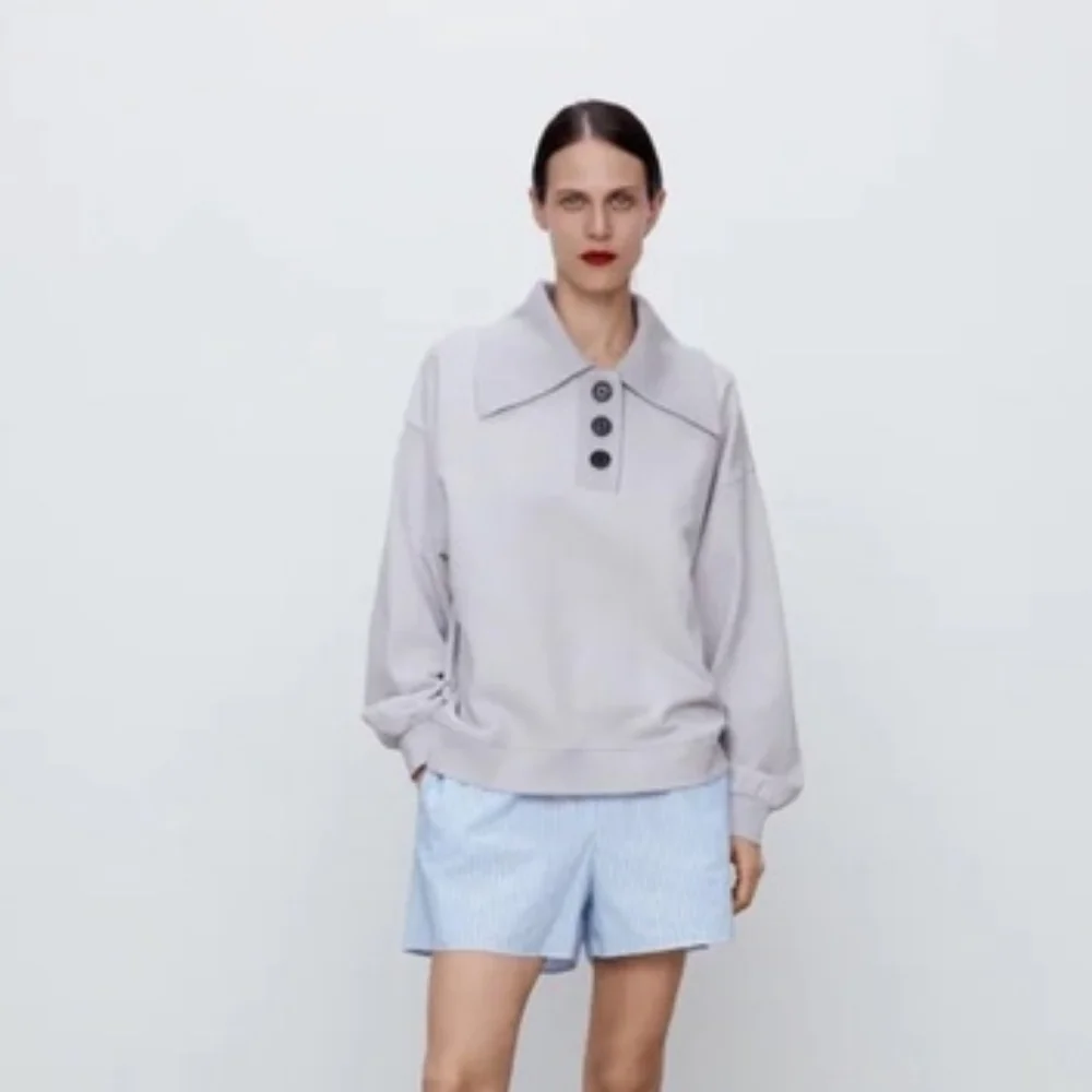 NWOT Zara M 90s Modern Preppy Elevated Loungewear Normcore Collar Knit Sweater - Picture 4 of 15